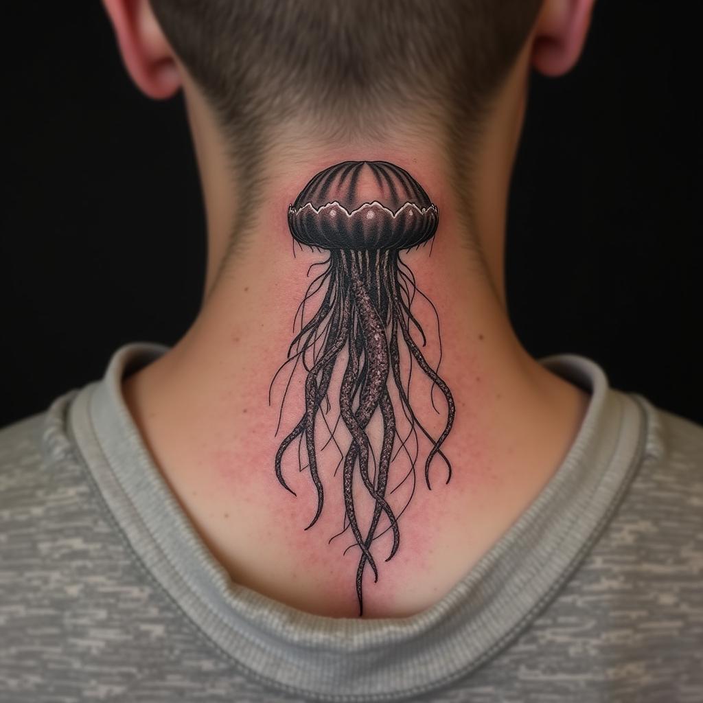 Jellyfish Tattoo On Neck 1