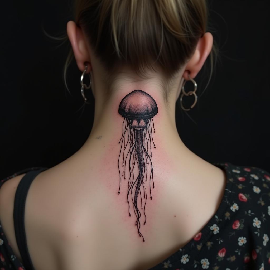 Jellyfish Tattoo On Neck 11