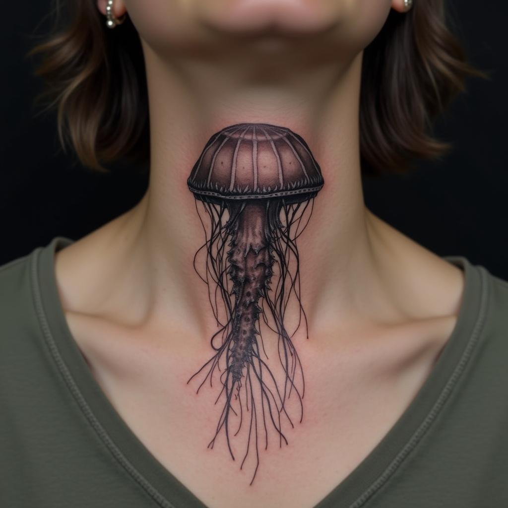 Jellyfish Tattoo On Neck 12