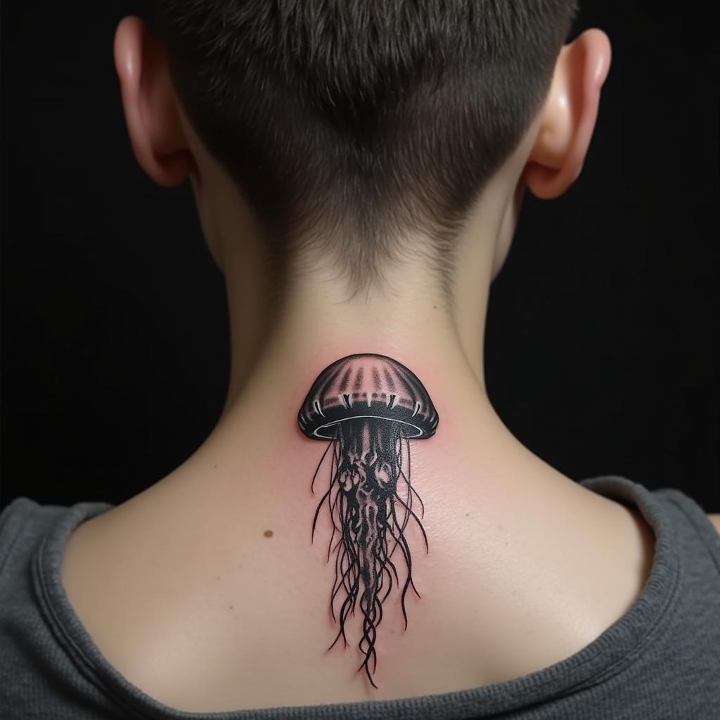 Jellyfish Tattoo On Neck 13