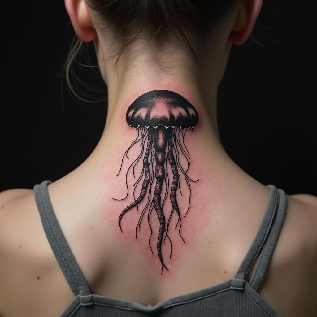 Jellyfish Tattoo On Neck 14