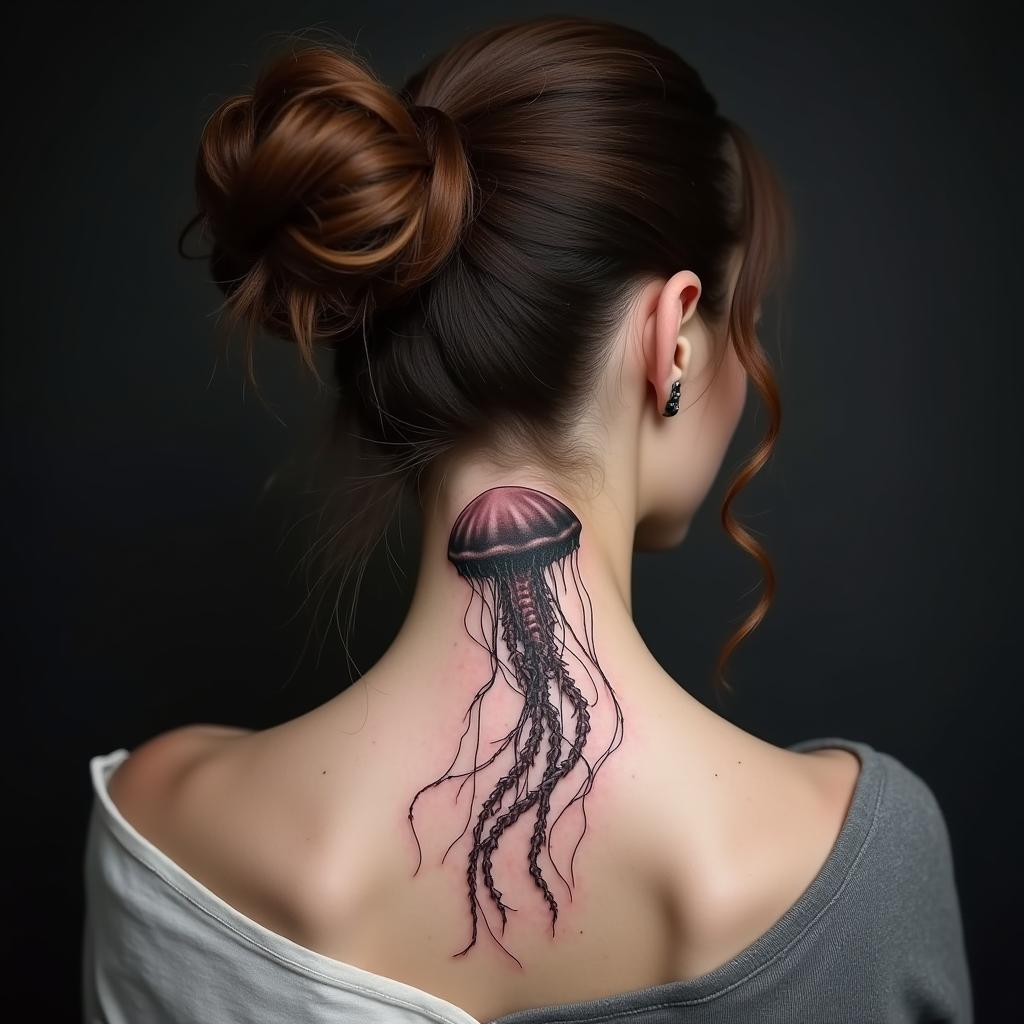 Jellyfish Tattoo On Neck 15