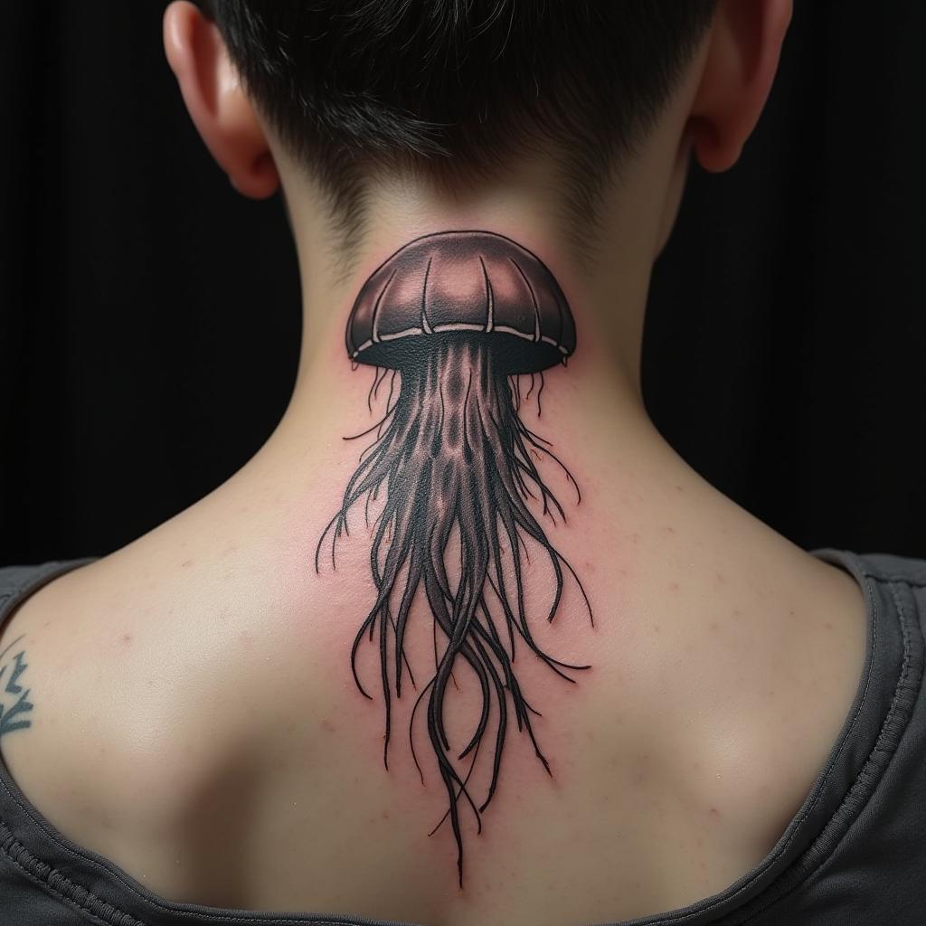 Jellyfish Tattoo On Neck 4