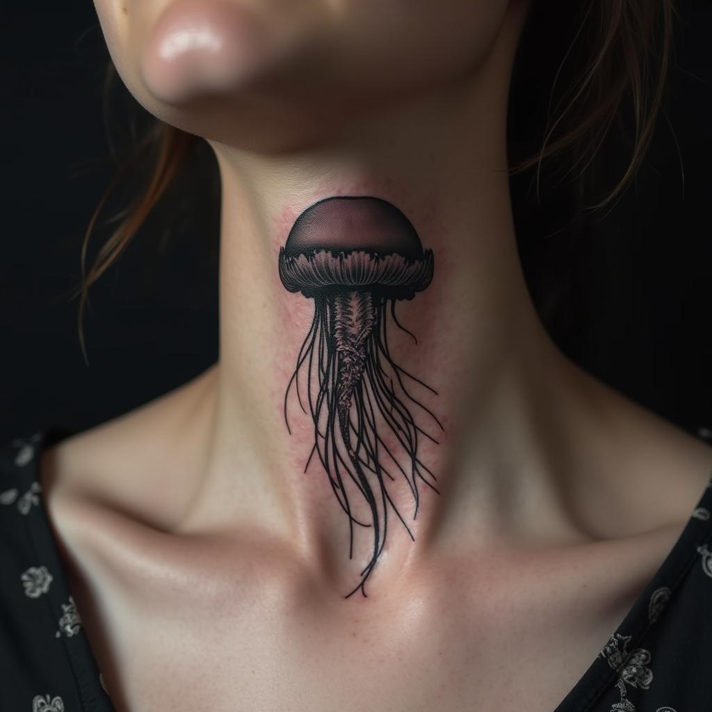 Jellyfish Tattoo On Neck 5