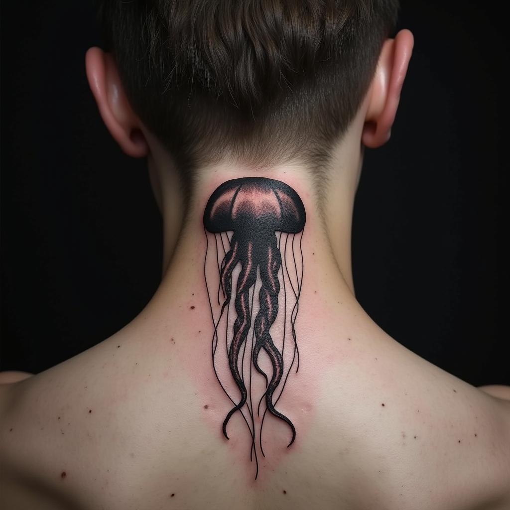 Jellyfish Tattoo On Neck 6