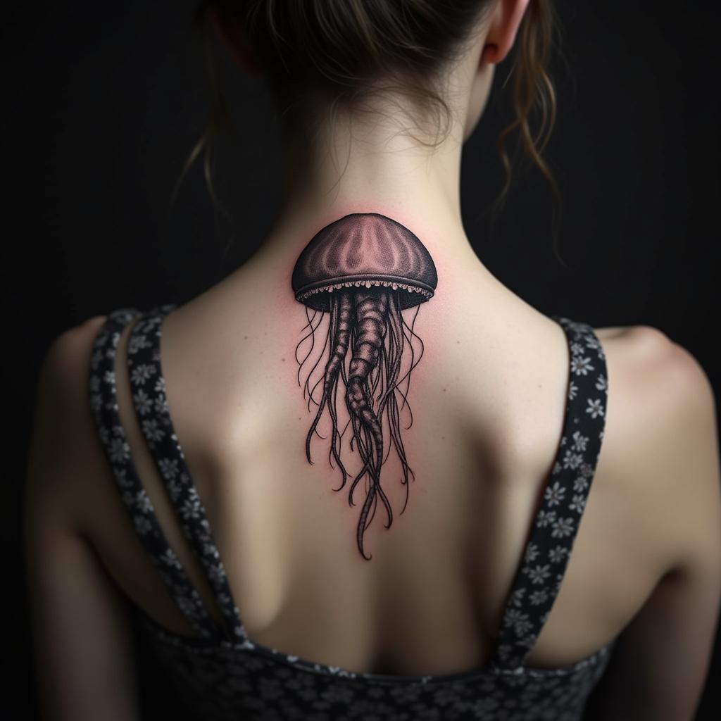 Jellyfish Tattoo On Neck 7