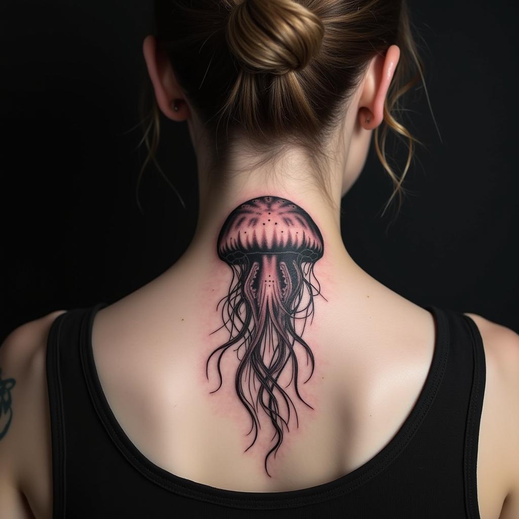 Jellyfish Tattoo On Neck 8