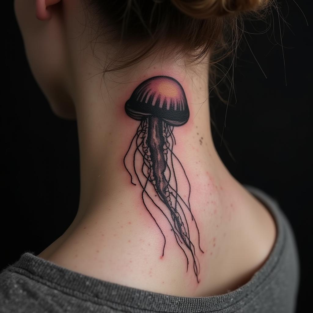 Jellyfish Tattoo On Neck 9