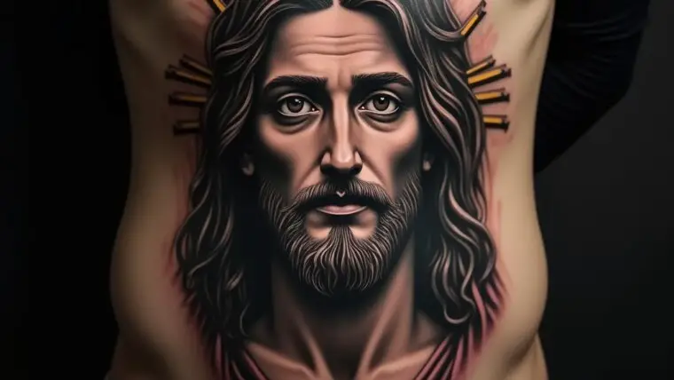 Jesus Tattoo On Stomach 1