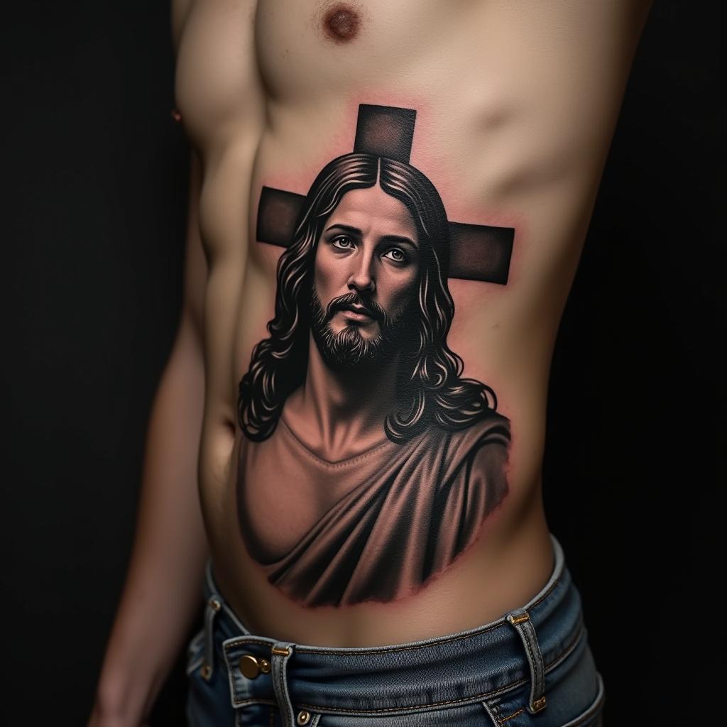 Jesus Tattoo On Stomach 11