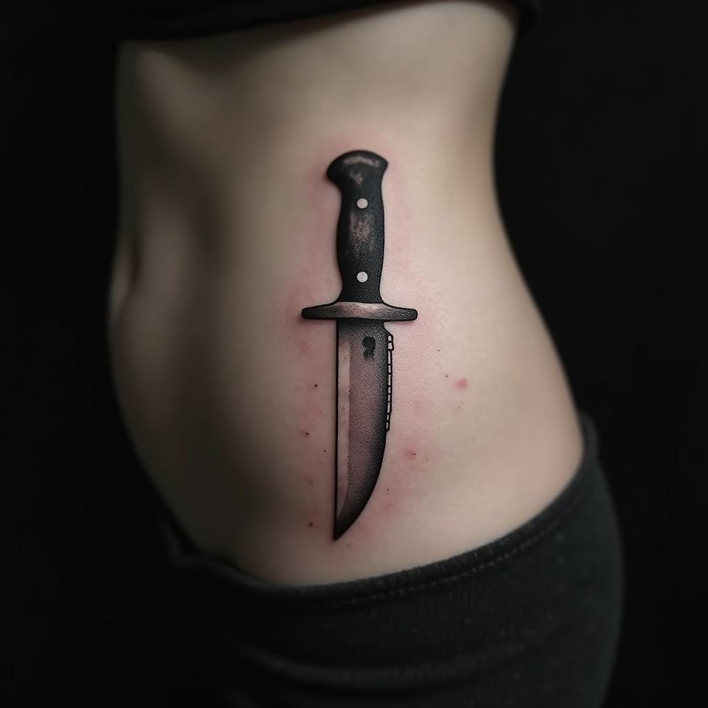 Knife Tattoo On Belly 3