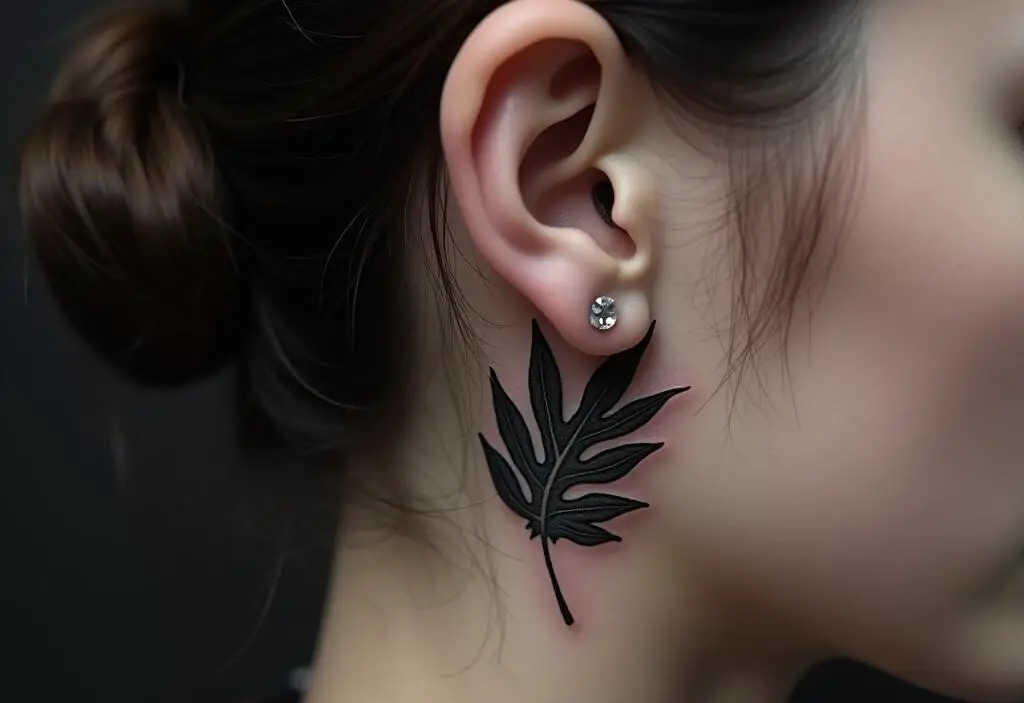 Leaf Tattoo On Behind 1