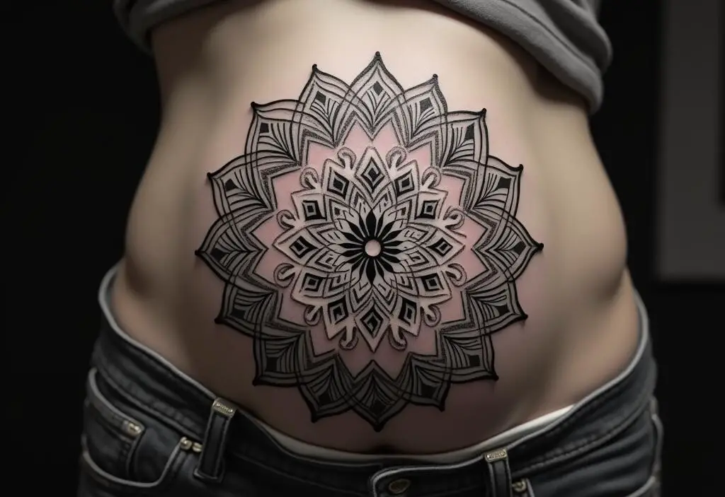 Mandala Tattoo On Belly 1