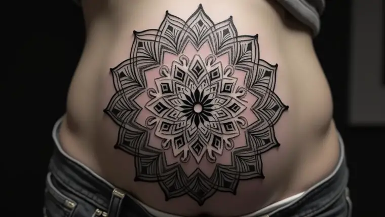 Mandala Tattoo On Belly 1