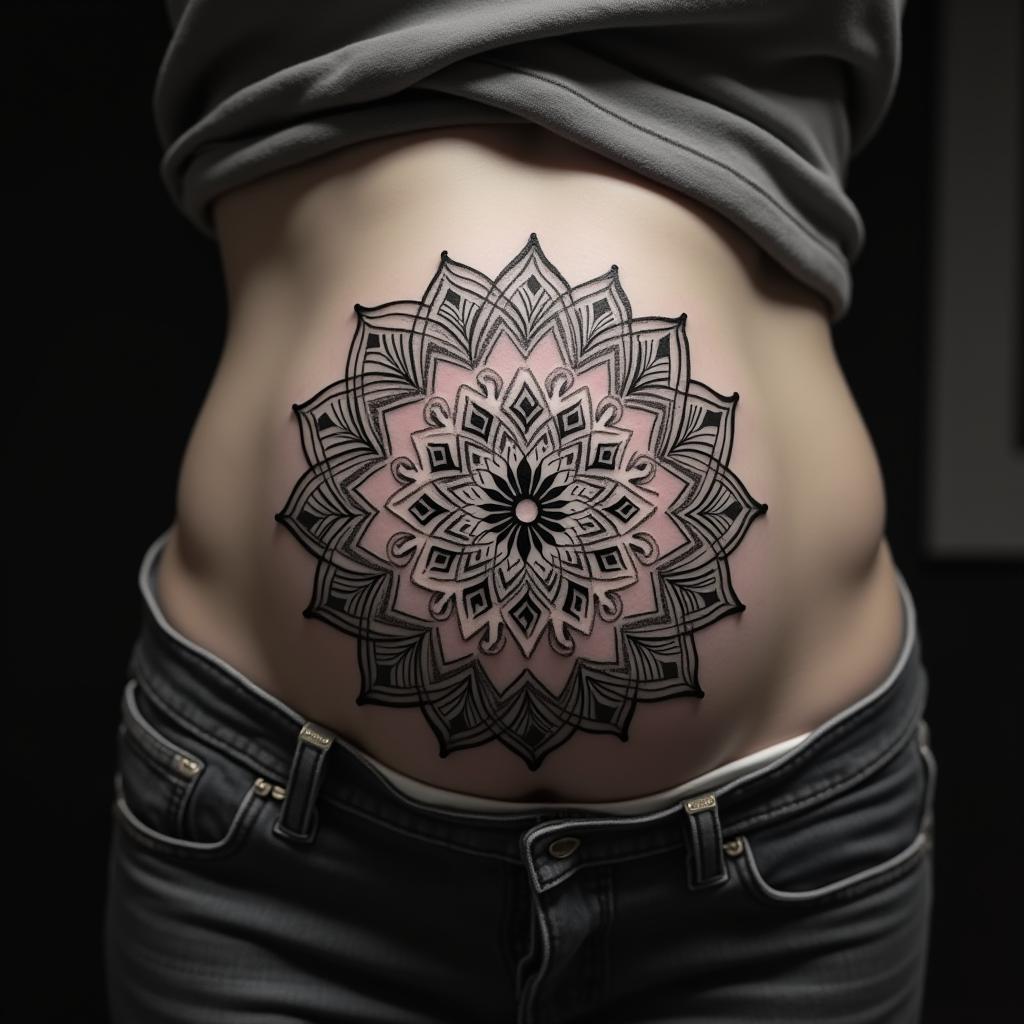 Mandala Tattoo On Belly 1