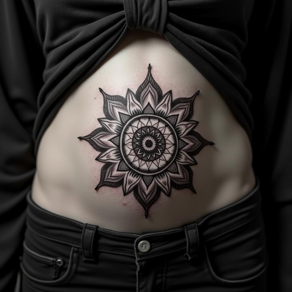 Mandala Tattoo On Belly 10