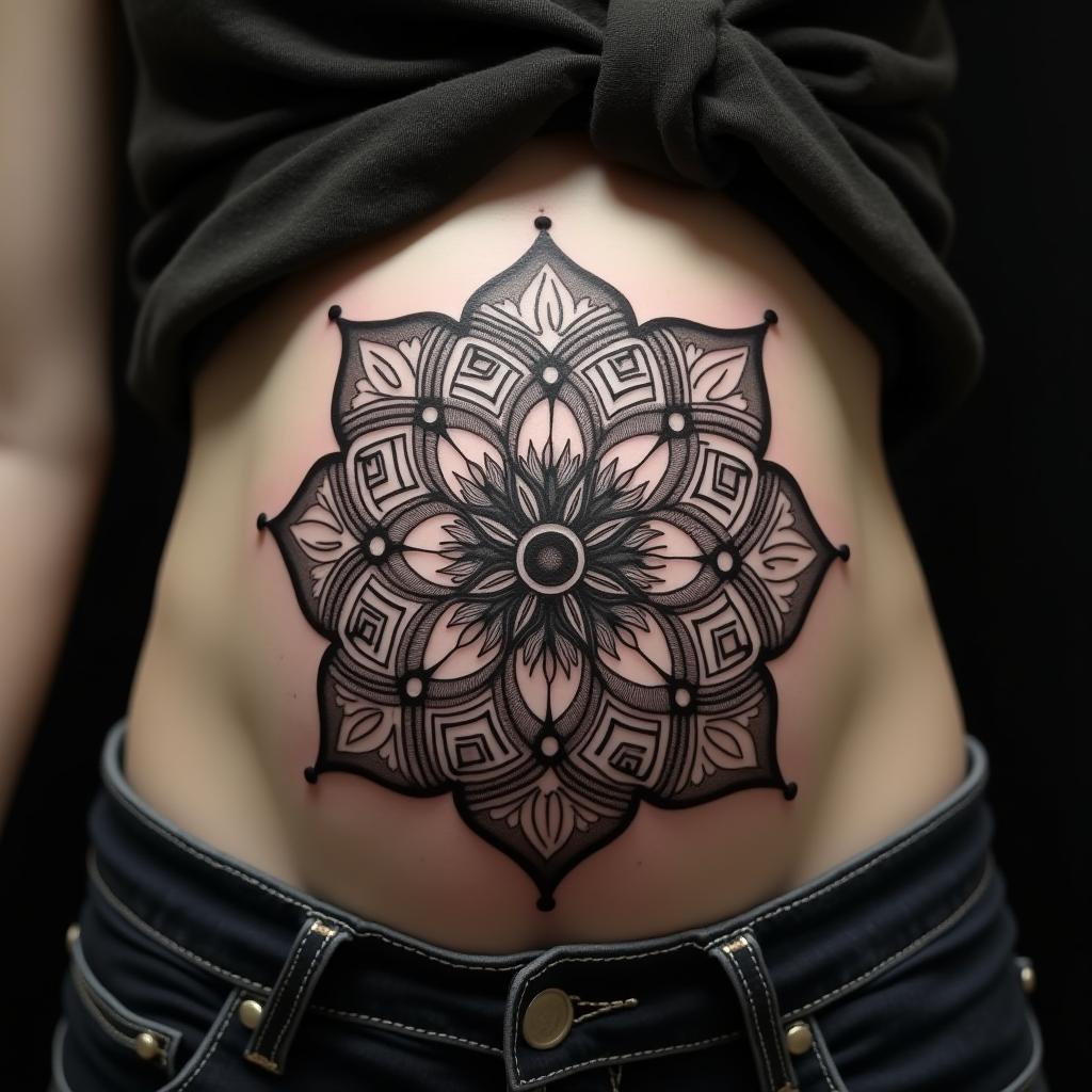 Mandala Tattoo On Belly 11