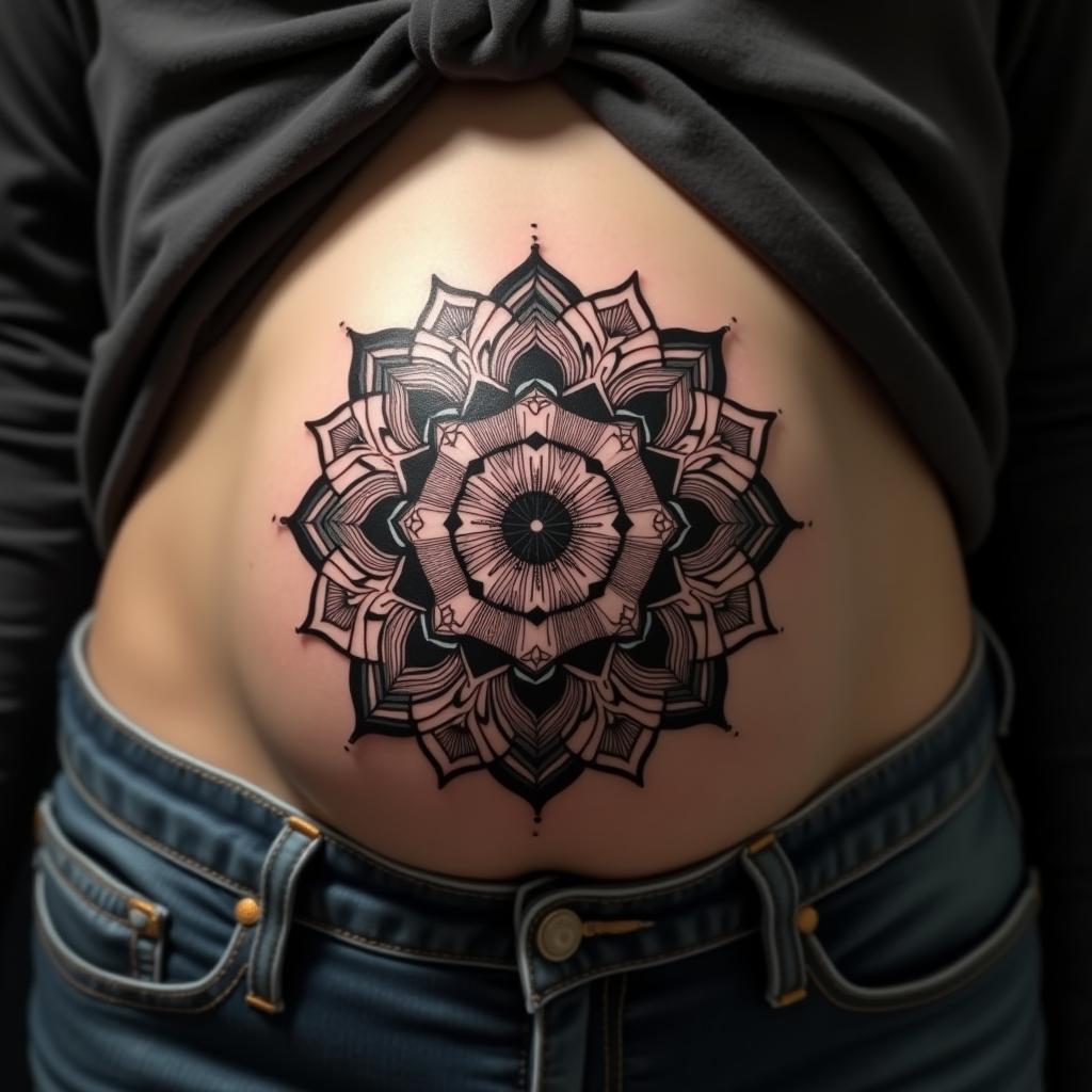 Mandala Tattoo On Belly 12