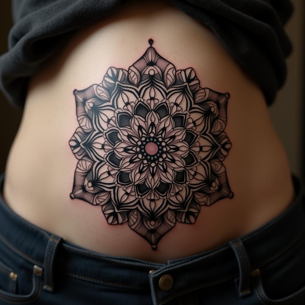 Mandala Tattoo On Belly 13