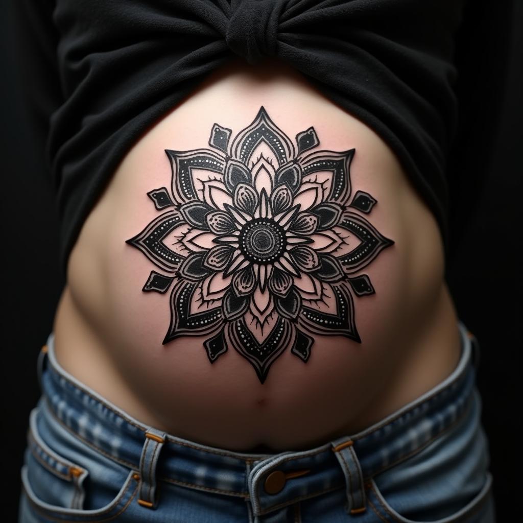 Mandala Tattoo On Belly 2