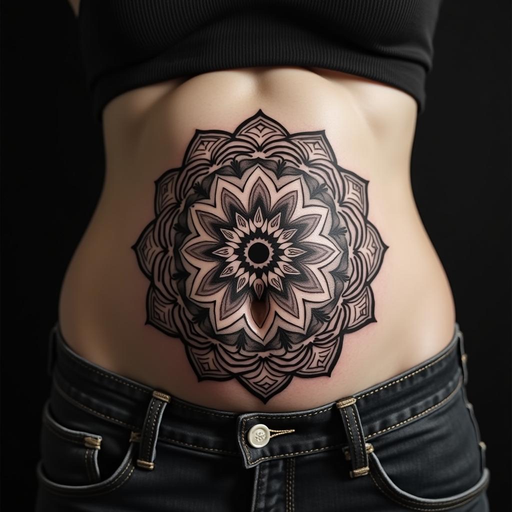 Mandala Tattoo On Belly 3