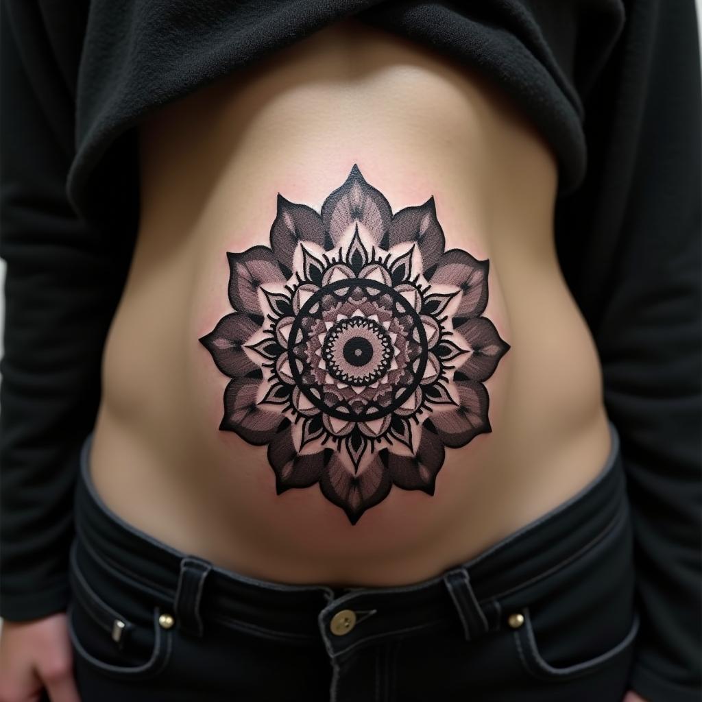 Mandala Tattoo On Belly 4