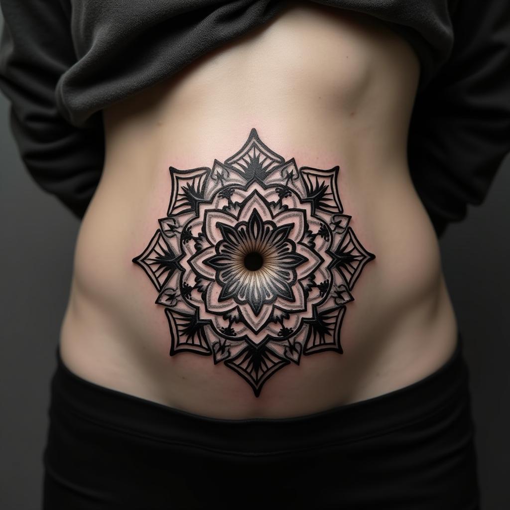 Mandala Tattoo On Belly 6