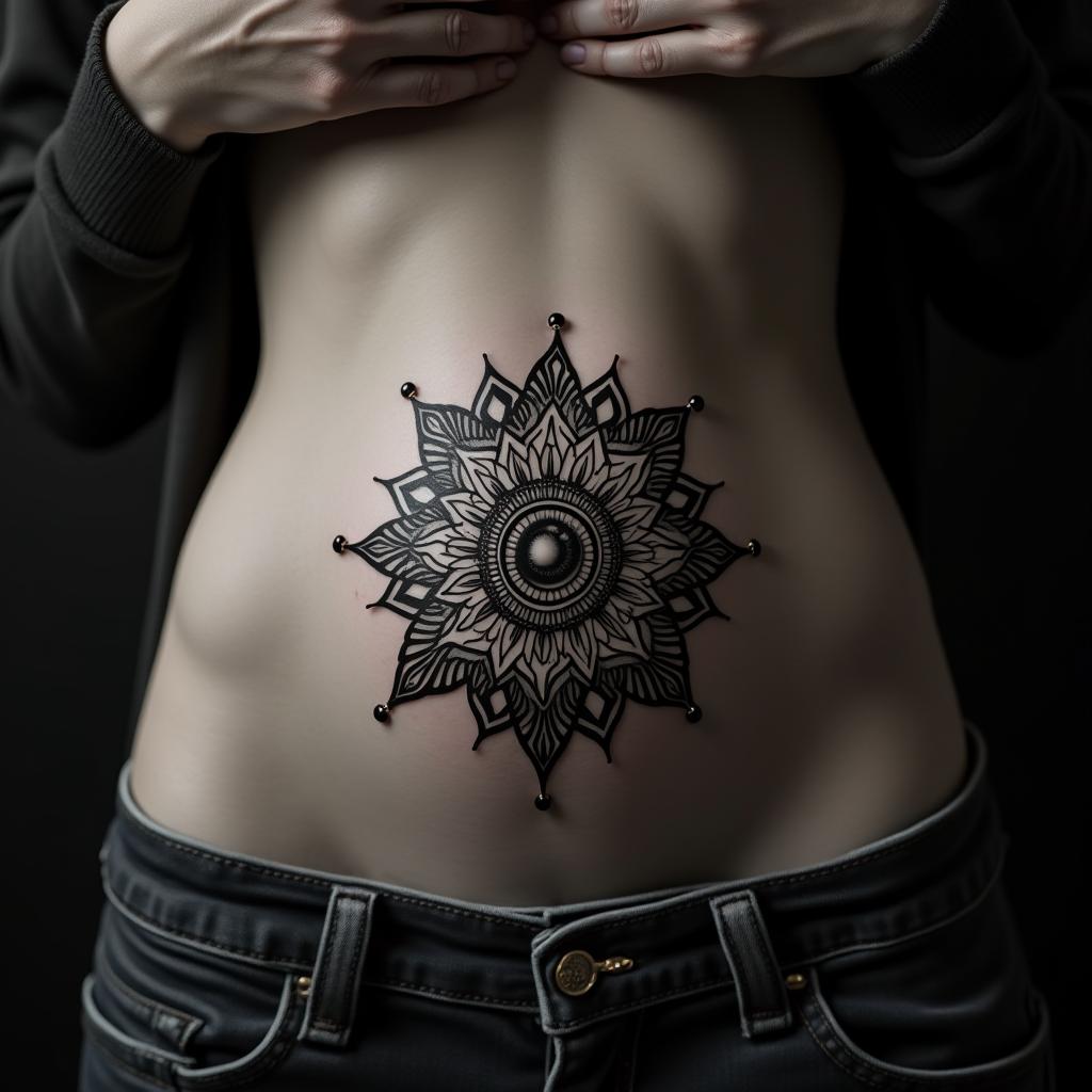 Mandala Tattoo On Belly 7