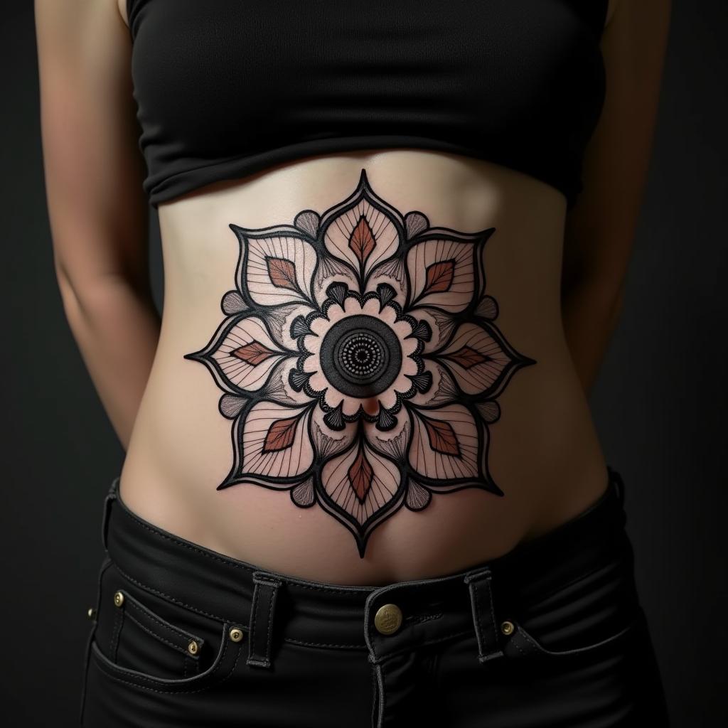 Mandala Tattoo On Belly 8