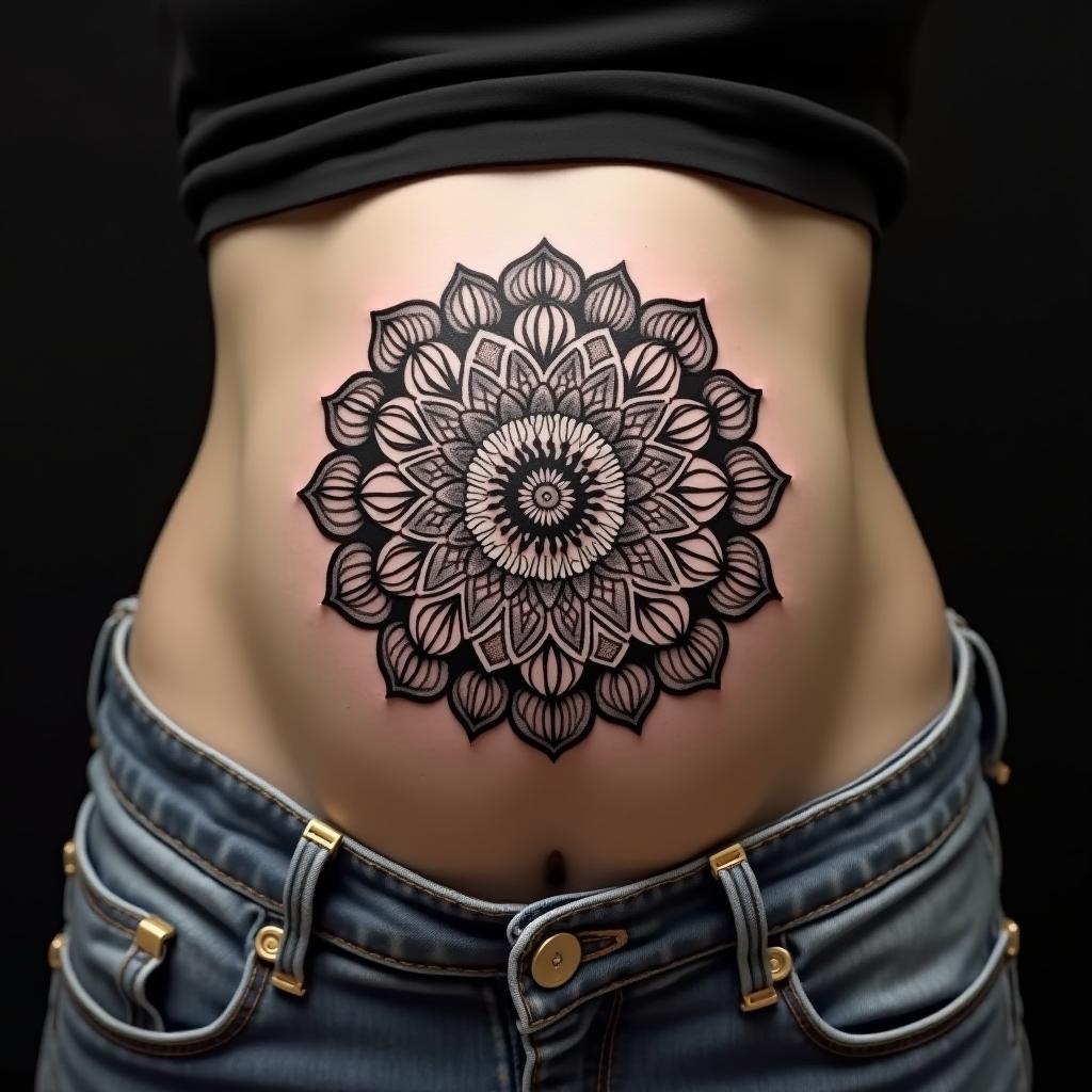 Mandala Tattoo On Belly 9