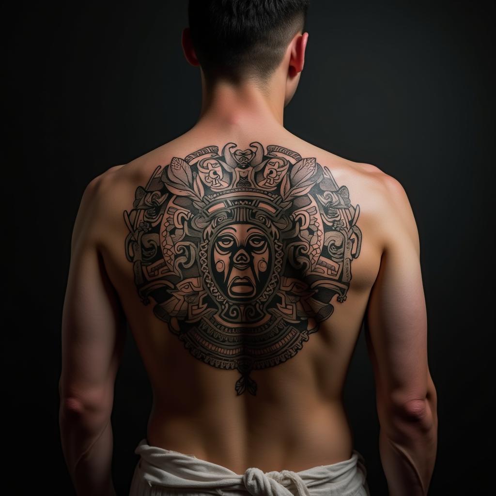 Mayan Tattoo On Back 14