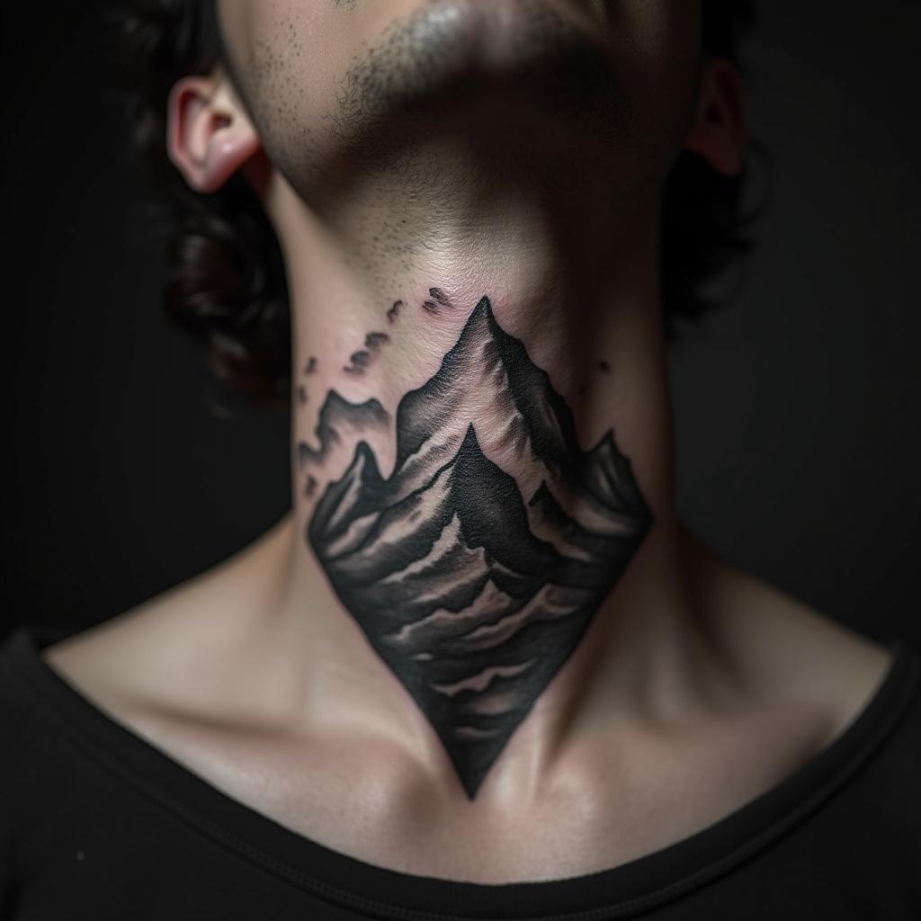 Mountain Tattoo On Neck 1