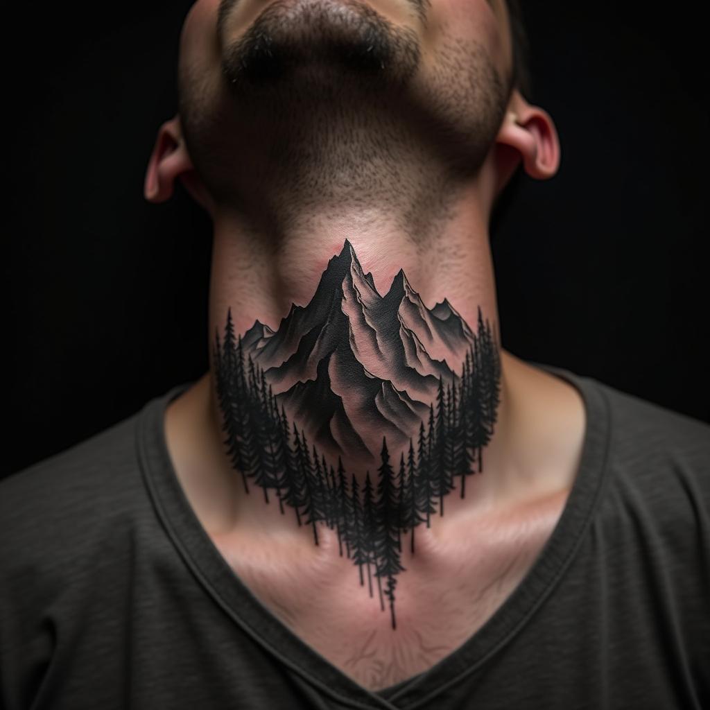 Mountain Tattoo On Neck 10