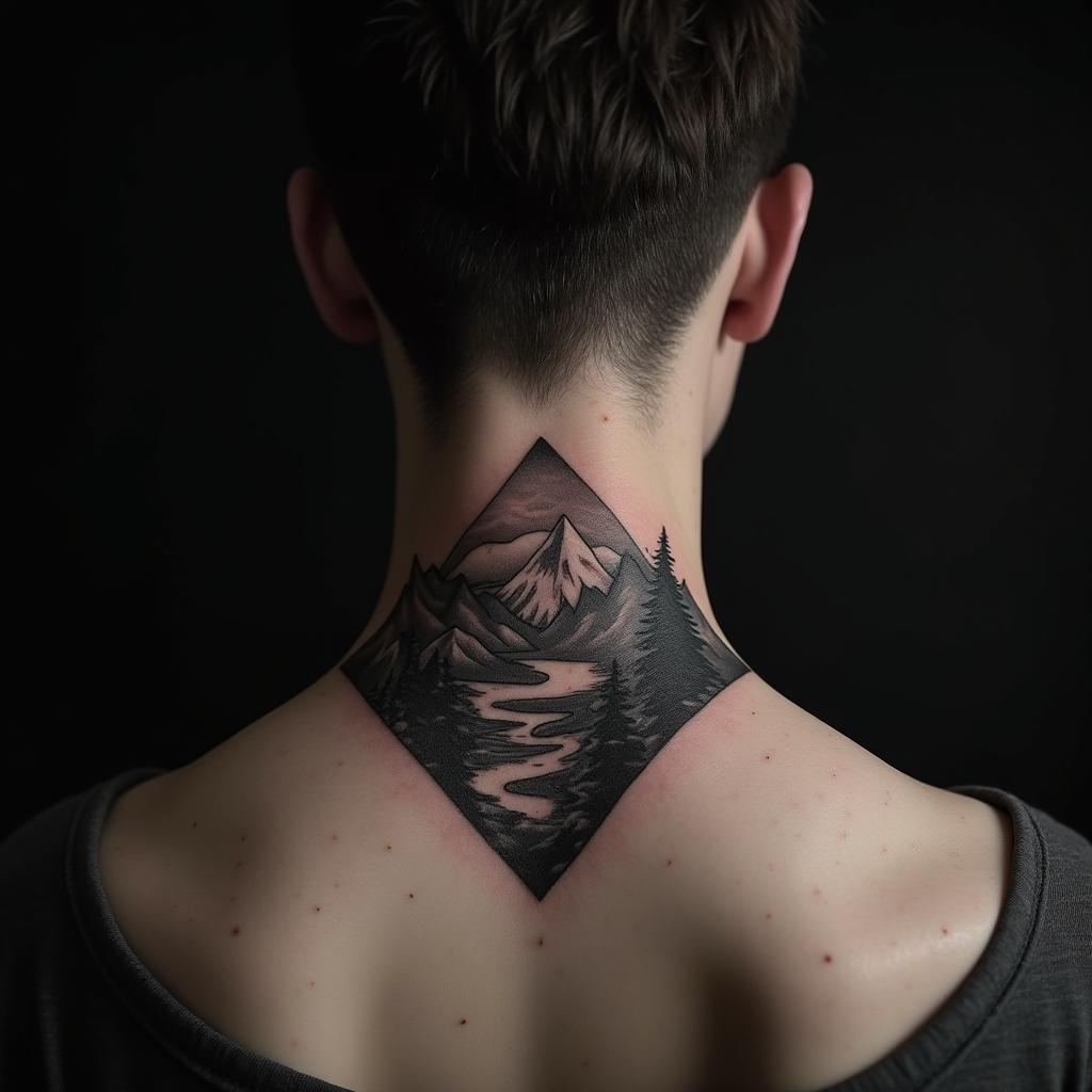 Mountain Tattoo On Neck 11