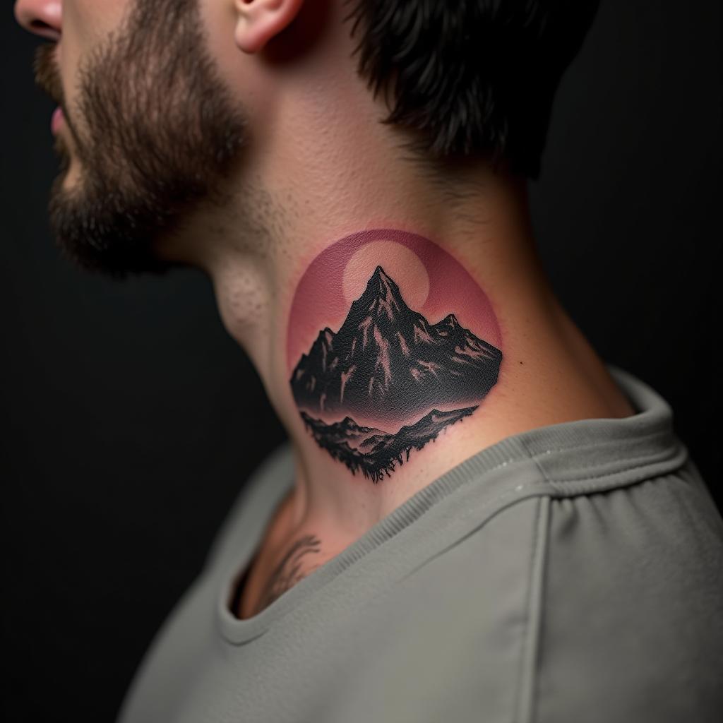 Mountain Tattoo On Neck 12