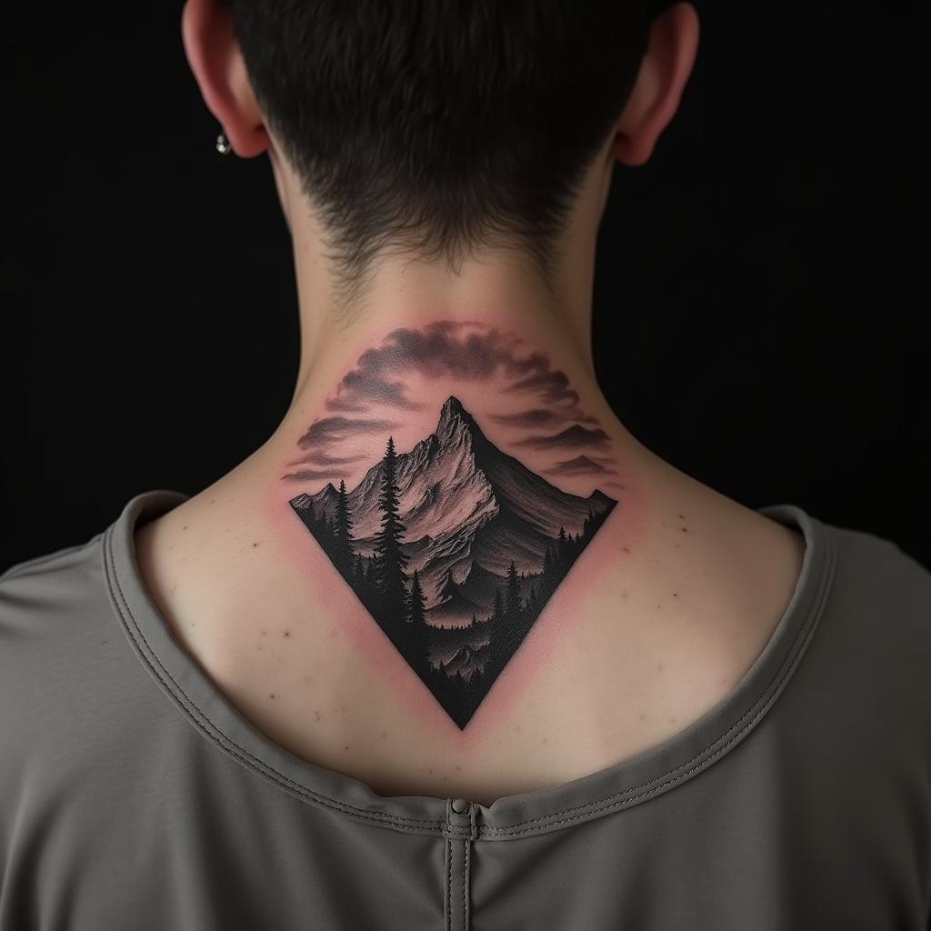 Mountain Tattoo On Neck 13