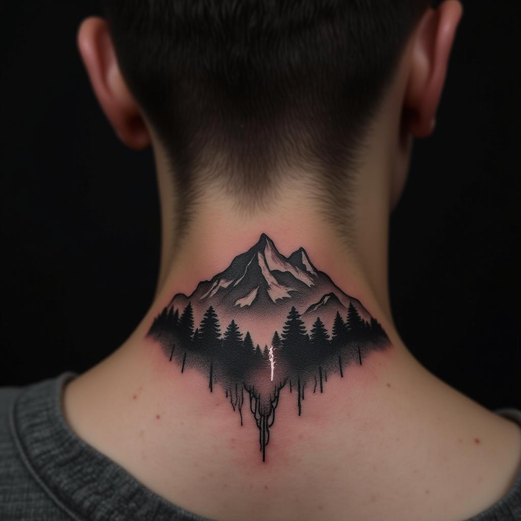 Mountain Tattoo On Neck 14