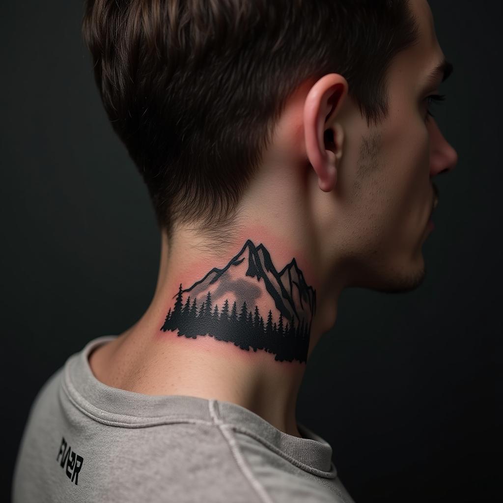 Mountain Tattoo On Neck 15