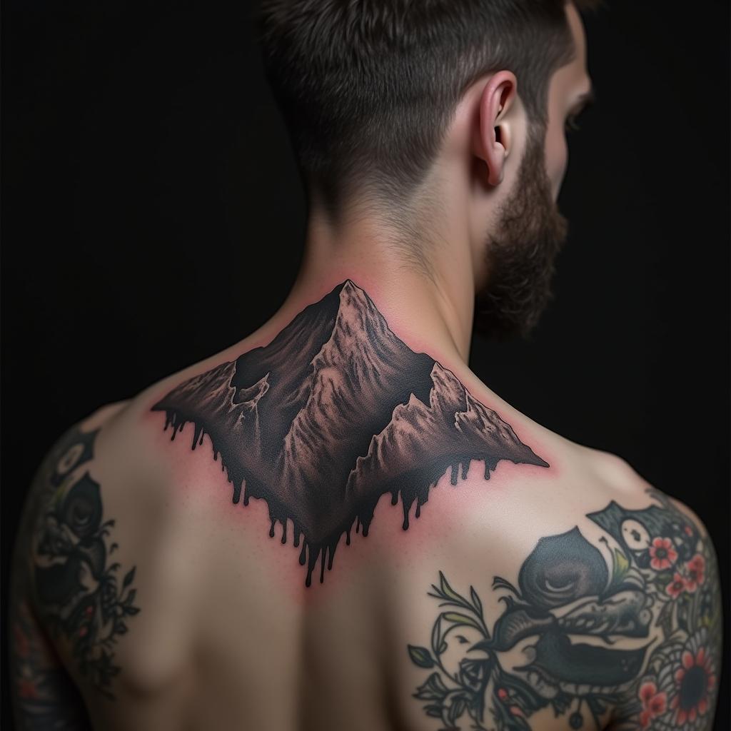 Mountain Tattoo On Neck 2