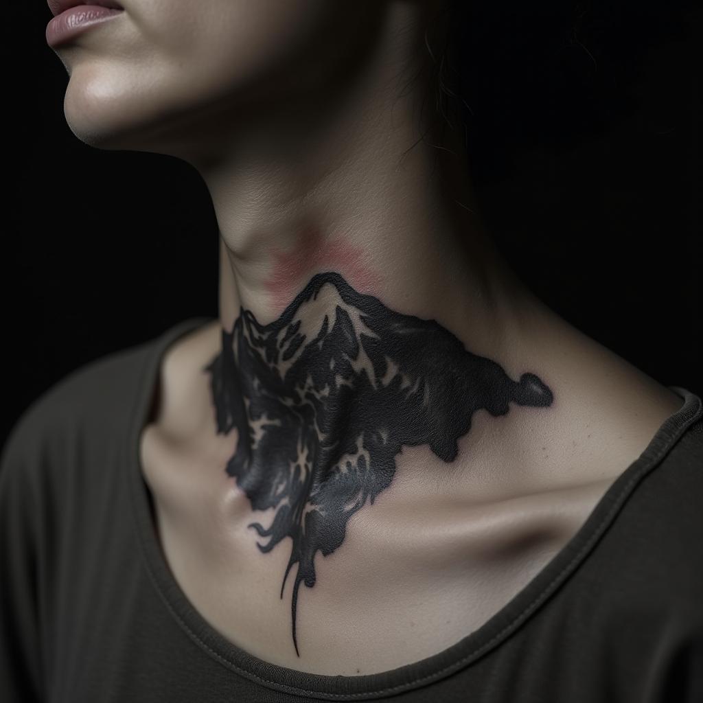 Mountain Tattoo On Neck 3