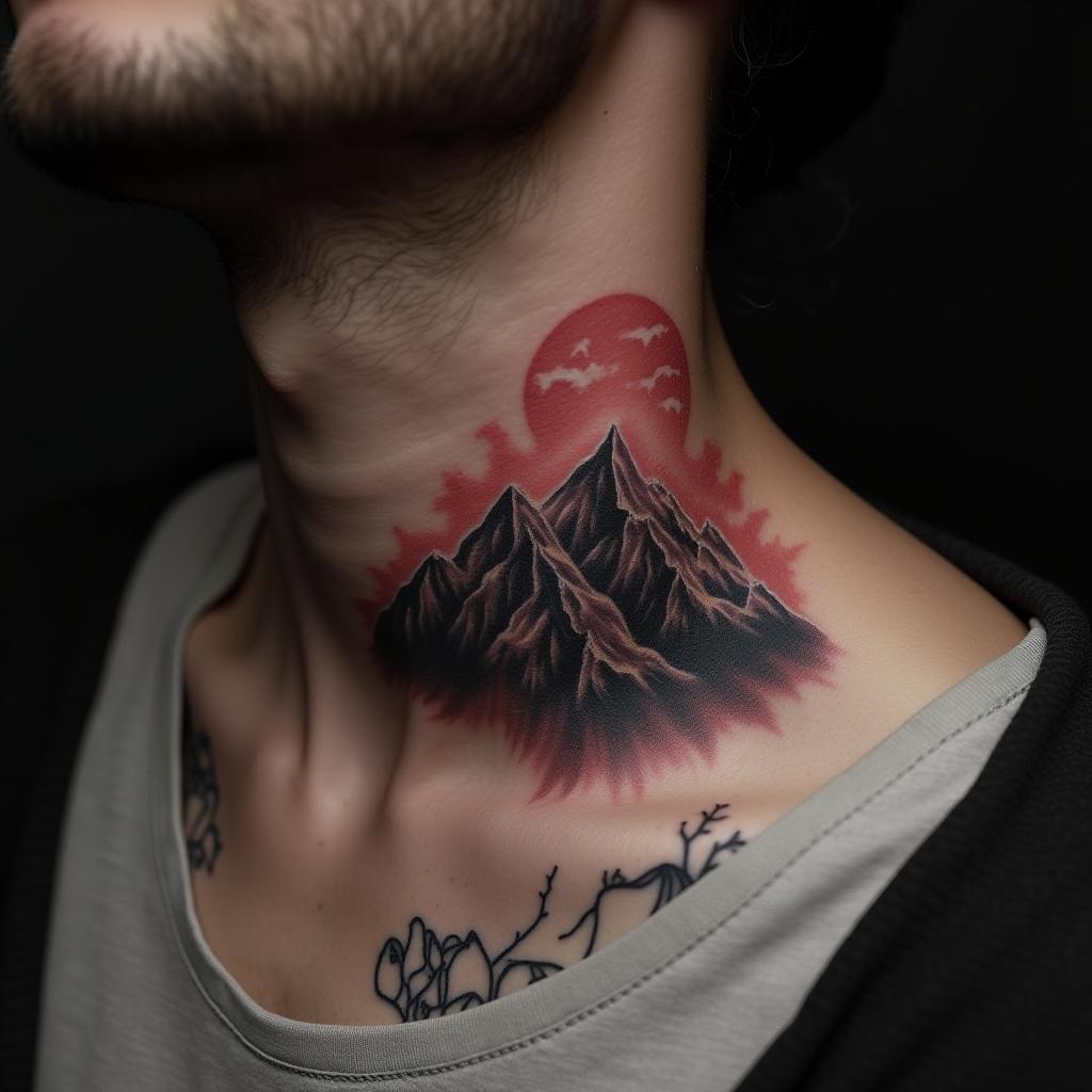 Mountain Tattoo On Neck 4