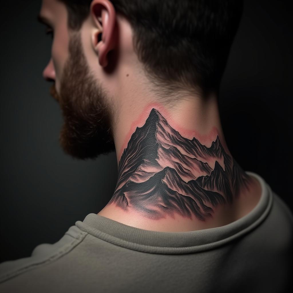 Mountain Tattoo On Neck 5