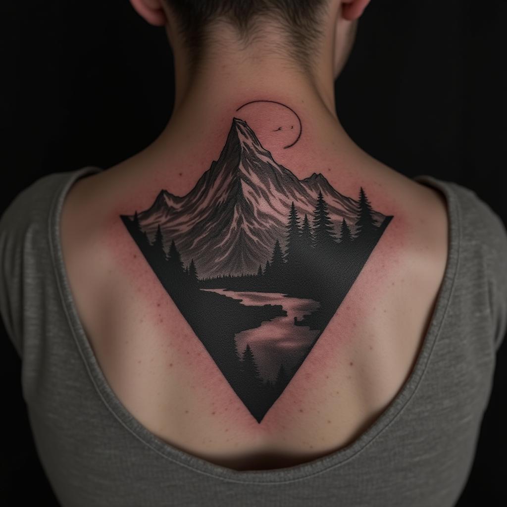 Mountain Tattoo On Neck 6