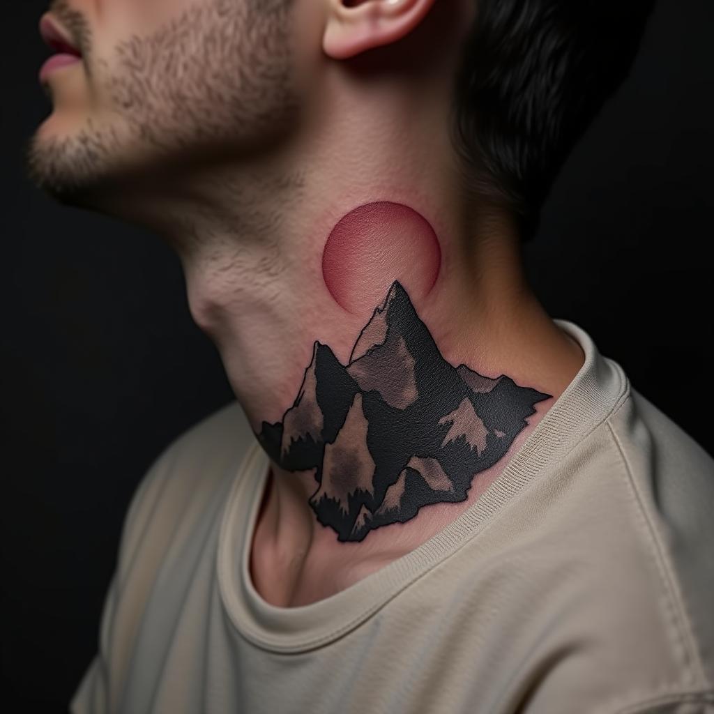 Mountain Tattoo On Neck 7