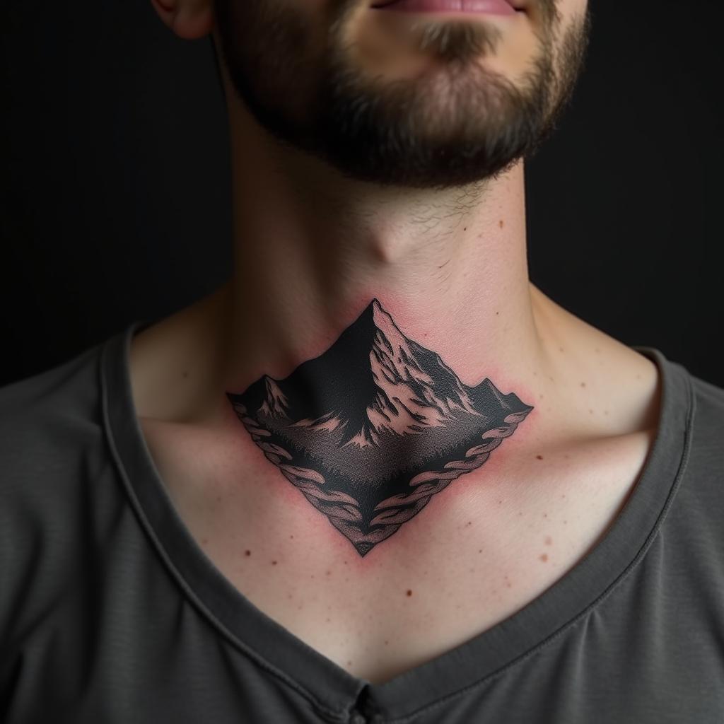 Mountain Tattoo On Neck 8