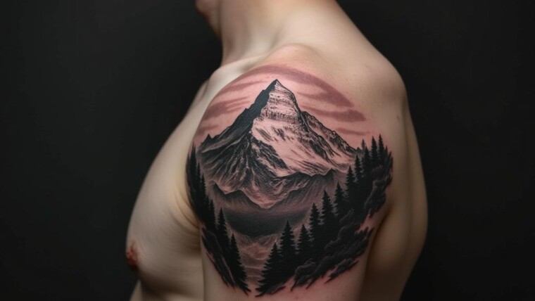 Mountain Tattoo On Shoulder 1