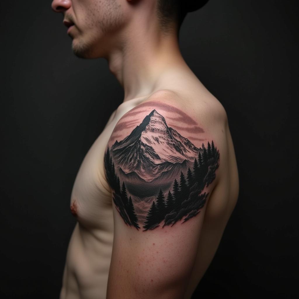 Mountain Tattoo On Shoulder 1