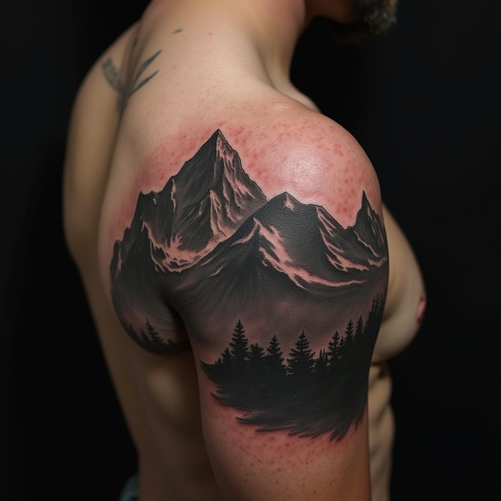 Mountain Tattoo On Shoulder 10