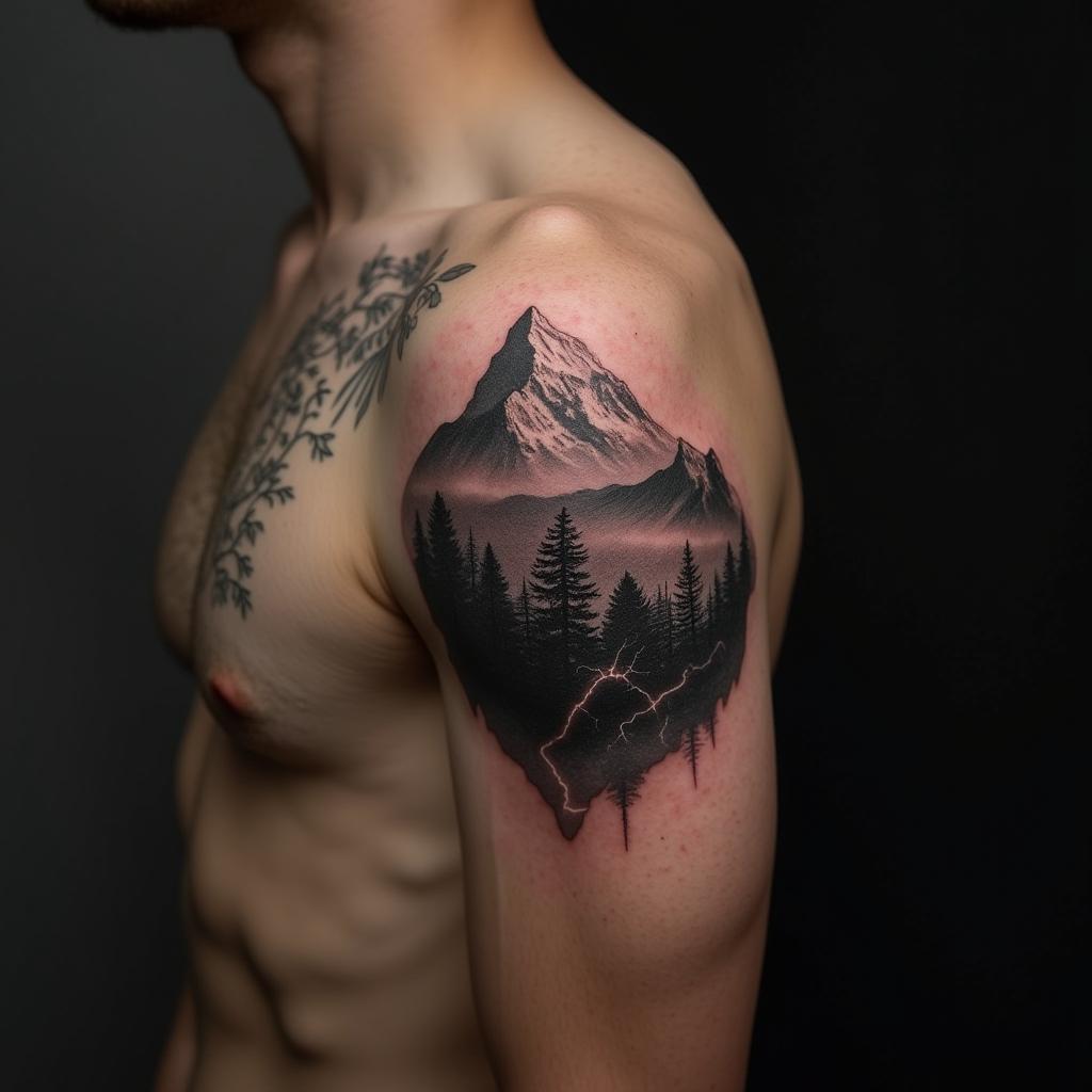 Mountain Tattoo On Shoulder 12