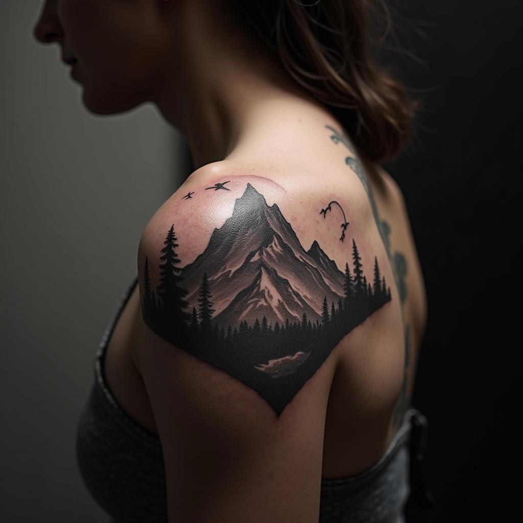 Mountain Tattoo On Shoulder 13